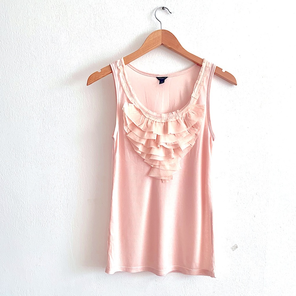 Ann Taylor Pink Ruffled Sleeveless Tank Top!